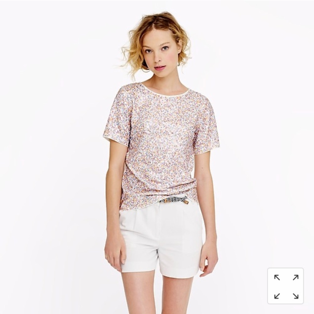 J. Crew Cream White Cluster Sequin Tee Shirt